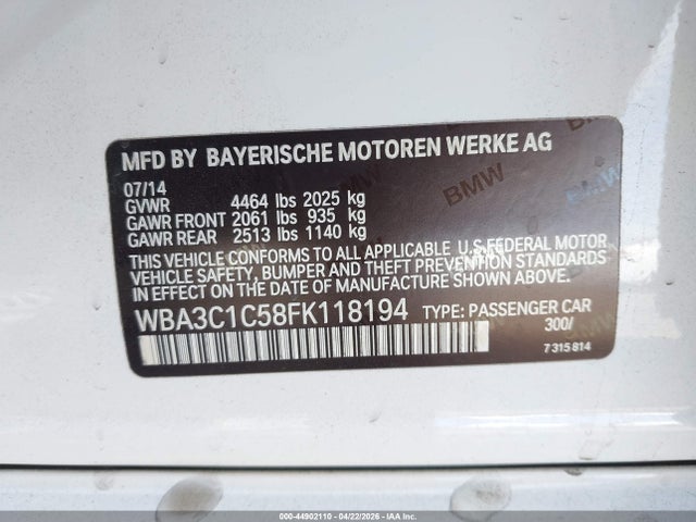 WBA3C1C58FK118194 BMW 328I