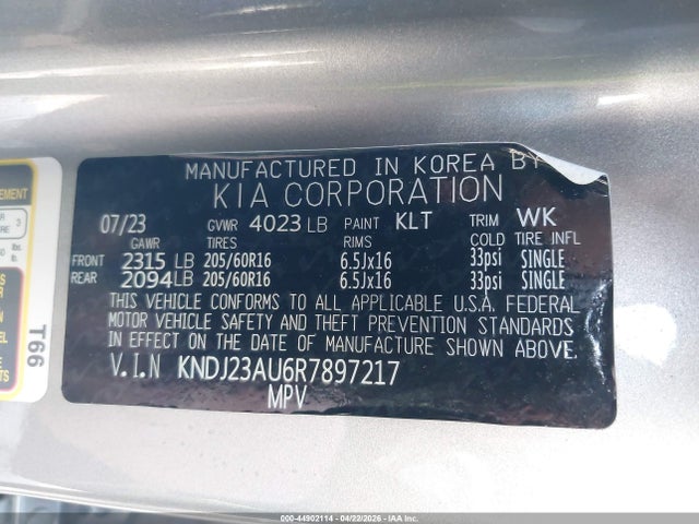 2024 Kia Soul Lx მანქანა იყიდება აუქციონზე, vin: KNDJ23AU6R7897217, აუქციონის ნომერი: 44902114