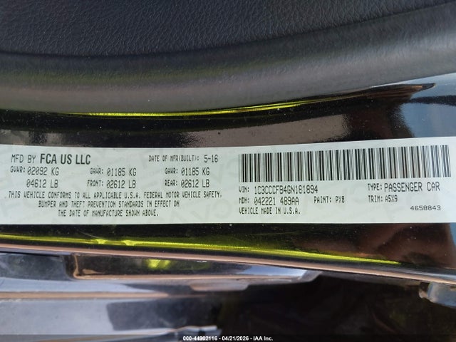 Aukcja sprzedaży 2016 Chrysler 200 Touring, vin: 1C3CCCFB4GN181894, numer aukcji: 44902116