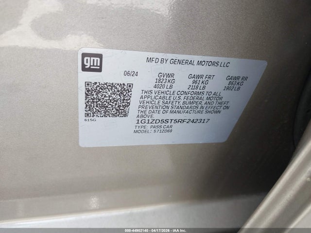 1G1ZD5ST5RF242317 Chevrolet Malibu Fwd 1lt
