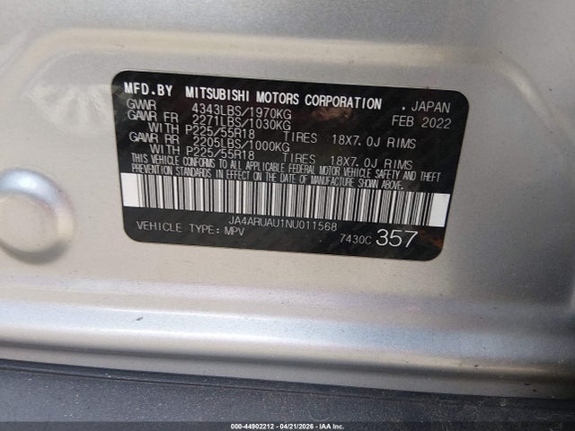 Aukcja sprzedaży 2022 Mitsubishi Outlander Sport 2.0 Be Awc/2.0 Es Awc/2.0 Le Awc/2.0 Se Awc/2.0 Se Special Edition Awc, vin: JA4ARUAU1NU011568, numer aukcji: 44902212