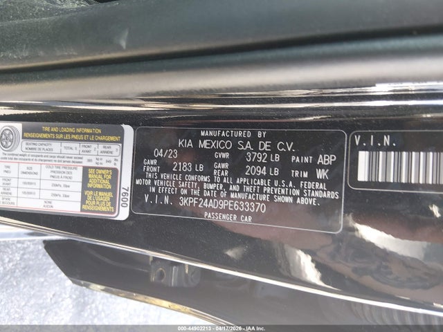 44902213 :رقم المزاد ، 3KPF24AD9PE633370 vin ، 2023 Kia Forte Lx مزاد بيع