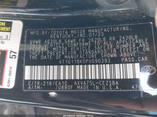 Aukcja sprzedaży 2023 Toyota Camry Se Awd, vin: 4T1G11BK0PU090393, numer aukcji: 44902219