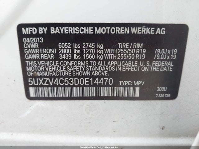 44902249 :رقم المزاد ، 5UXZV4C53D0E14470 vin ، 2013 Bmw X5 Xdrive35i/xdrive35i Premium/xdrive35i Sport Activity مزاد بيع