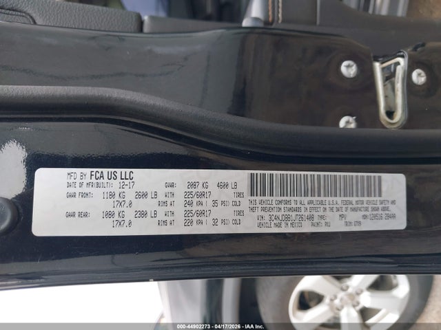 Aukcja sprzedaży 2018 Jeep Compass Latitude 4x4, vin: 3C4NJDBB1JT261408, numer aukcji: 44902273