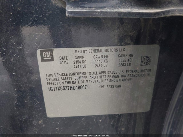 1G11X5S37HU186671 Chevrolet Impala 1fl