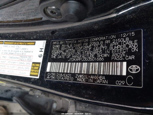 Toyota Prius Four Touring 2016 JTDKARFU3G3501686 Image 9