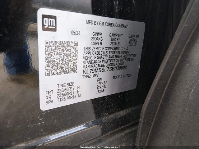 2025 Chevrolet Trailblazer Awd Activ მანქანა იყიდება აუქციონზე, vin: KL79MSSL7SB030602, აუქციონის ნომერი: 44902302