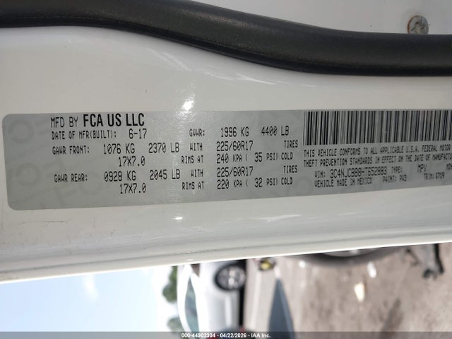 Продажа на аукционе авто 2017 Jeep New Compass Latitude Fwd, vin: 3C4NJCBB8HT652883, номер лота: 44902304