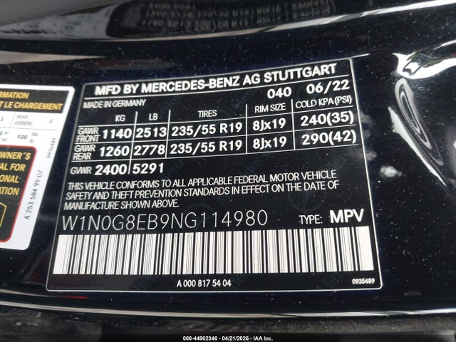 W1N0G8EB9NG114980 Mercedes-Benz Glc 300 4matic Suv
