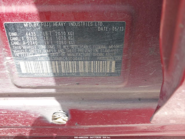 44902354 :رقم المزاد ، 4S3BMBC61D3048586 vin ، 2013 Subaru Legacy 2.5i Premium مزاد بيع
