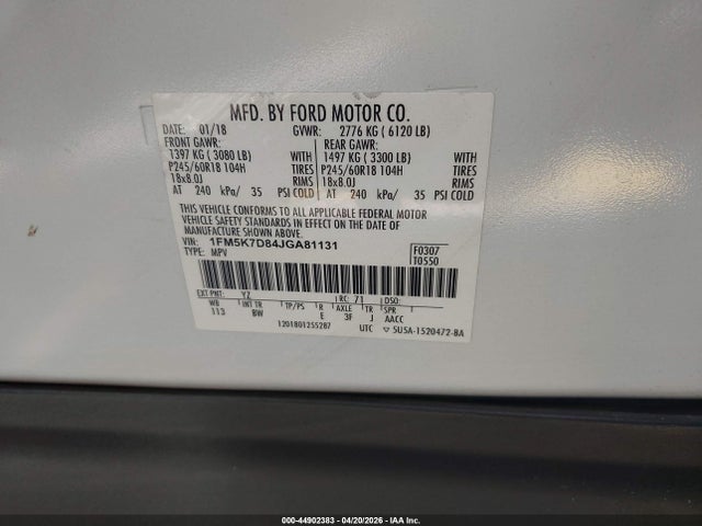 Ford EXPLORER XLT 2018 1FM5K7D84JGA81131 Image 9