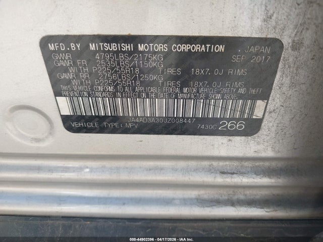 JA4AD3A30JZ008447 Mitsubishi Outlander Sel