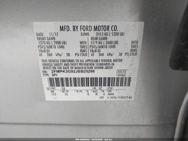 Ford EDGE SE 2018 2FMPK3G92JBB25298 Image 9