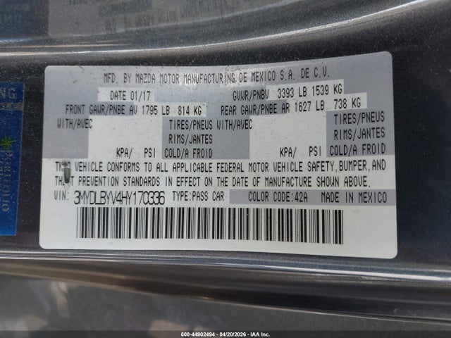 3MYDLBYV4HY170336 Toyota YARIS IA