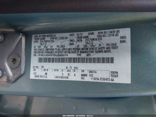 2013 FORD ESCAPE 1FMCU0HX7DUB40074 Photo 8