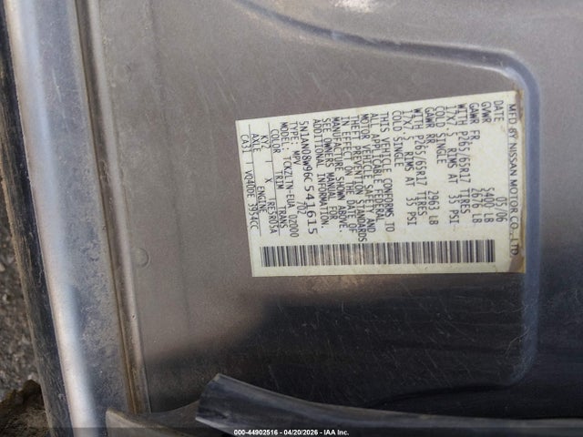 Aukcja sprzedaży 2006 Nissan Xterra Se, vin: 5N1AN08W96C541615, numer aukcji: 44902516