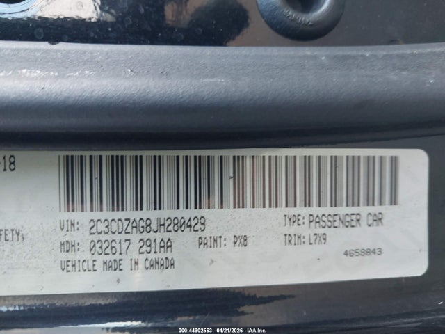 2C3CDZAG8JH280429 Dodge Challenger Sxt
