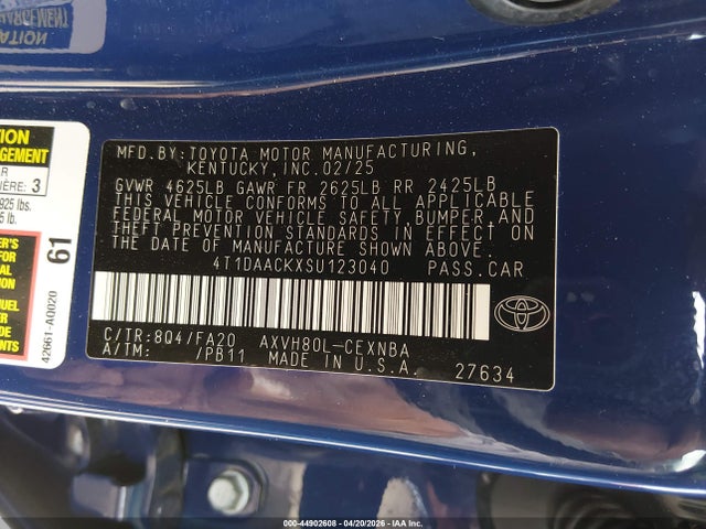 Toyota CAMRY LE 2025 4T1DAACKXSU123040 Image 9