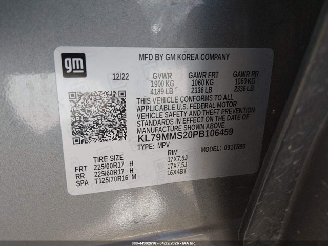 KL79MMS20PB106459 Chevrolet Trailblazer Fwd Ls