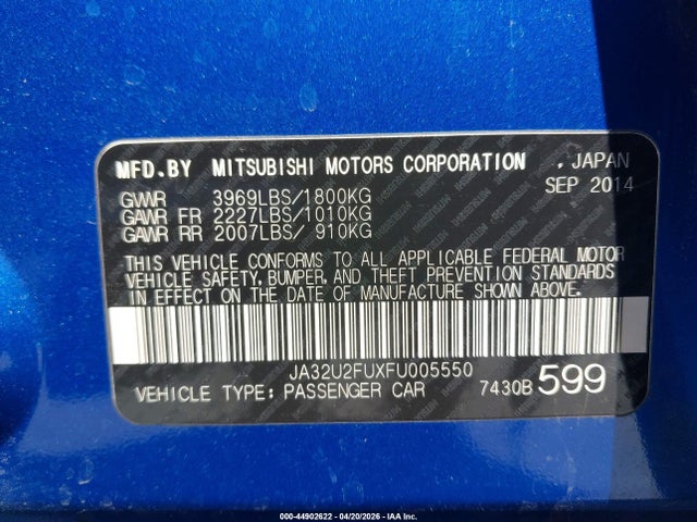 Продажа на аукционе авто 2015 Mitsubishi Lancer Es, vin: JA32U2FUXFU005550, номер лота: 44902622