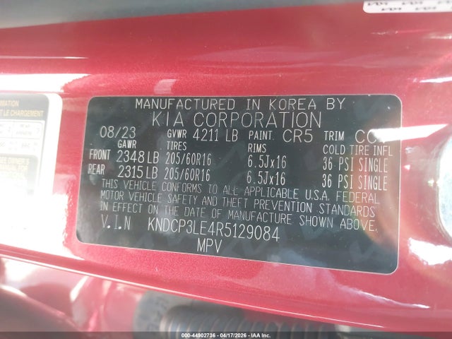 KNDCP3LE4R5129084 KIA NIRO LX