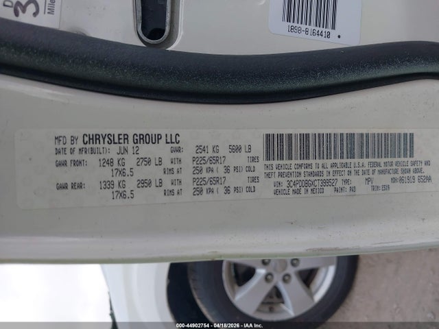 Продаж на аукціоні авто 2012 Dodge Journey Sxt, vin: 3C4PDDBGXCT399527, номер лоту: 44902754