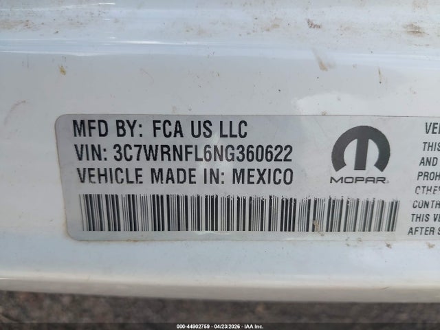 2022 Ram 5500 Chassis Tradesman/slt/laramie/limited მანქანა იყიდება აუქციონზე, vin: 3C7WRNFL6NG360622, აუქციონის ნომერი: 44902759