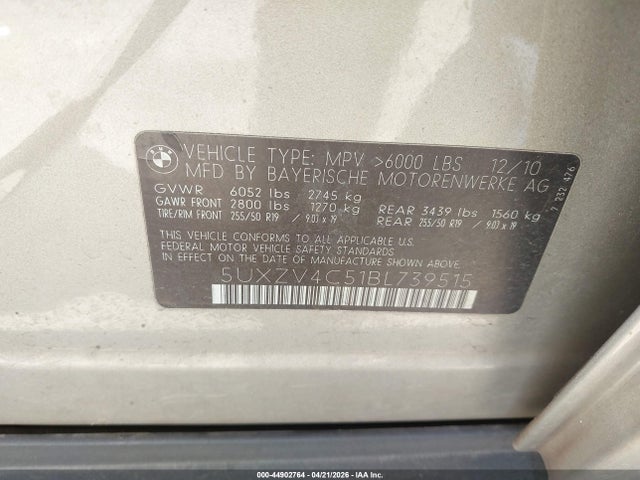 Aukcja sprzedaży 2011 Bmw X5 Xdrive35i/xdrive35i Premium/xdrive35i Sport Activity, vin: 5UXZV4C51BL739515, numer aukcji: 44902764