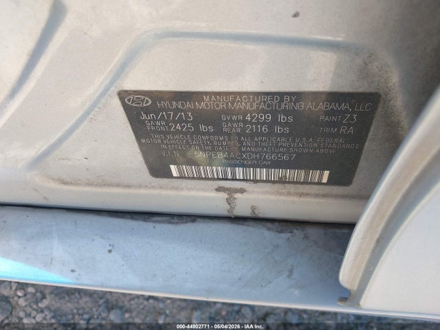 44902771 :رقم المزاد ، 5NPEB4ACXDH766567 vin ، 2013 Hyundai Sonata Gls مزاد بيع