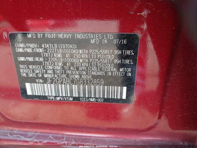Subaru Crosstrek 2.0i Premium 2016 JF2GPABC7G8332859 Image 9