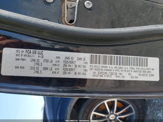 3C4PDCAB1JT382158 Dodge JOURNEY SE