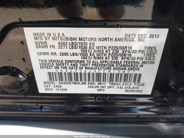 Продаж на аукціоні авто 2014 Mitsubishi Outlander Sport Es, vin: 4A4AP3AU4EE019057, номер лоту: 44902814