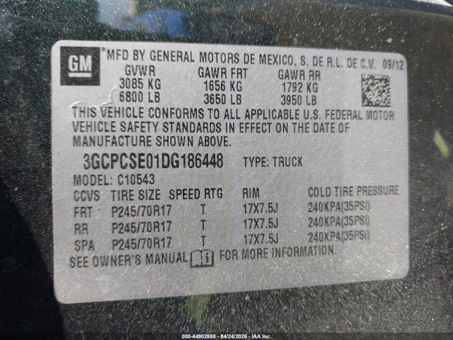44902888 :رقم المزاد ، 3GCPCSE01DG186448 vin ، 2013 Chevrolet Silverado 1500 Lt مزاد بيع