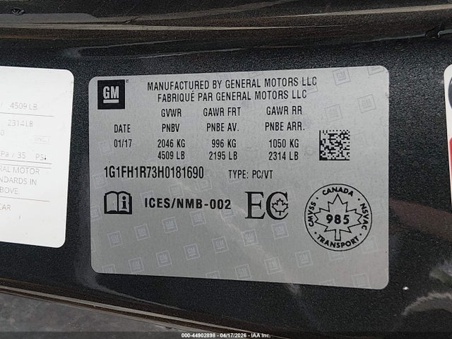 1G1FH1R73H0181690 Chevrolet CAMARO 2SS