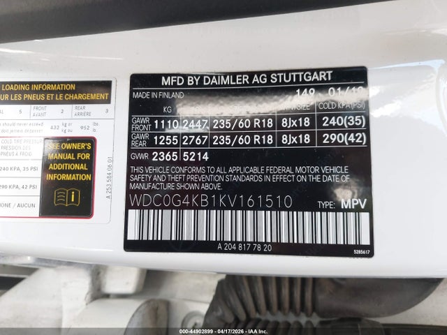 WDC0G4KB1KV161510 Mercedes-Benz Glc 300 4matic