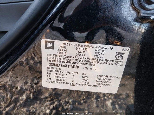 Chevrolet EQUINOX LS 2015 2GNALAEK6F1106338 Image 9