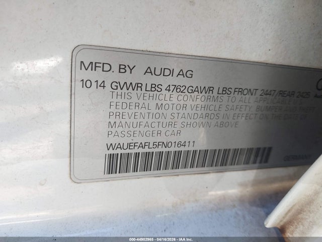 WAUEFAFL5FN016411 Audi A4 2.0t Premium