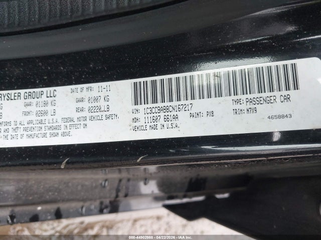 Продажа на аукционе авто 2012 Chrysler 200 Lx, vin: 1C3CCBAB8CN167217, номер лота: 44902988