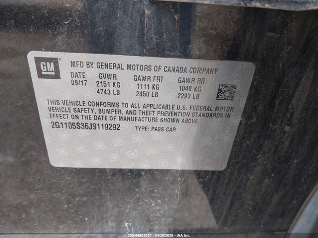 44903037 :رقم المزاد ، 2G1105S36J9119292 vin ، 2018 Chevrolet Impala 1lt مزاد بيع