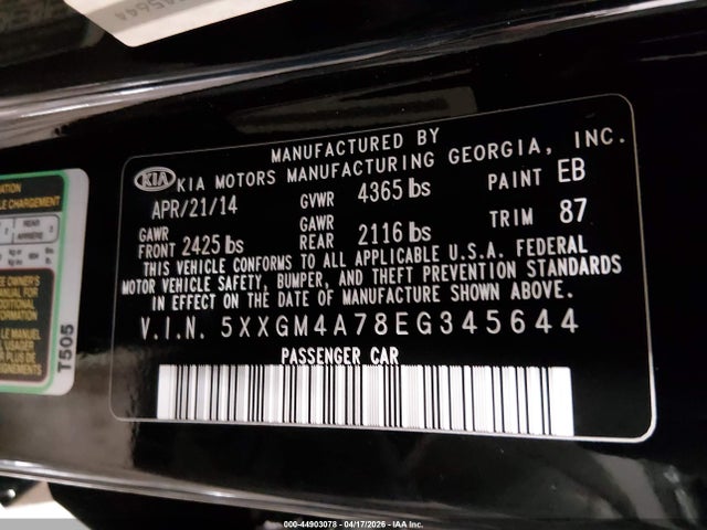 KIA Optima Lx 2014 5XXGM4A78EG345644 Image 9