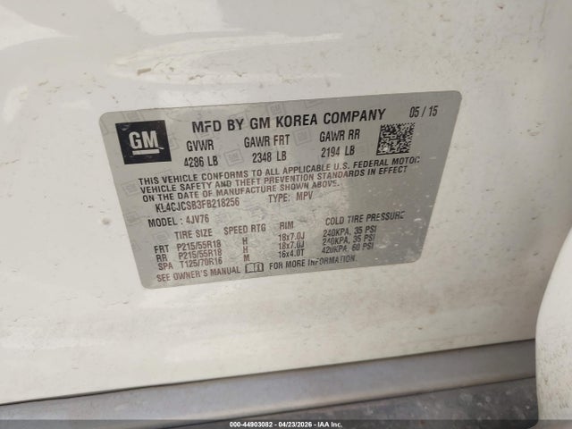 Aukcja sprzedaży 2015 Buick Encore Leather, vin: KL4CJCSB3FB218256, numer aukcji: 44903082