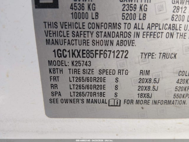 1GC1KXE85FF671272 Chevrolet Silverado 2500hd High Country