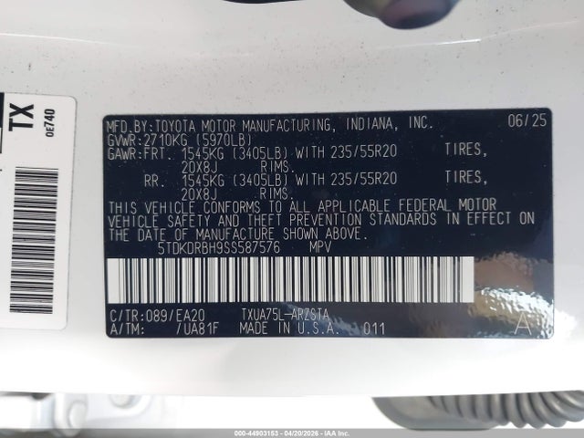 Toyota Highlander Xse 2025 5TDKDRBH9SS587576 Image 9