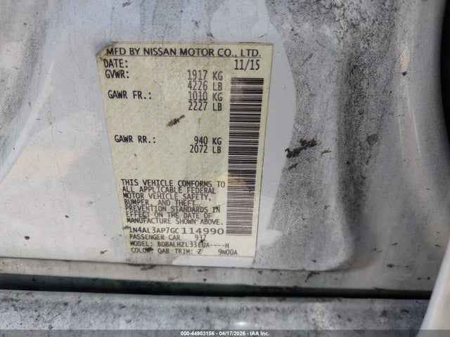 1N4AL3AP7GC114990 Nissan Altima 2.5 Sr