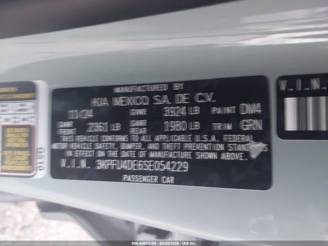 Продаж на аукціоні авто 2025 Kia K4 Ex, vin: 3KPFU4DE6SE054229, номер лоту: 44903169