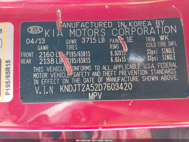 2013 KIA SOUL KNDJT2A52D7603420 Photo 8