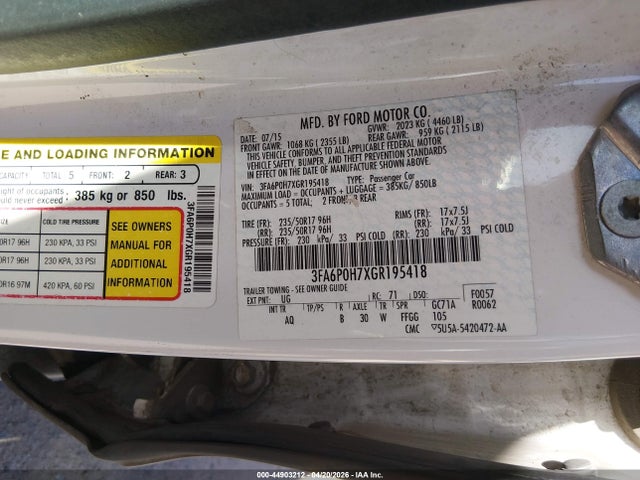 3FA6P0H7XGR195418 Ford FUSION SE