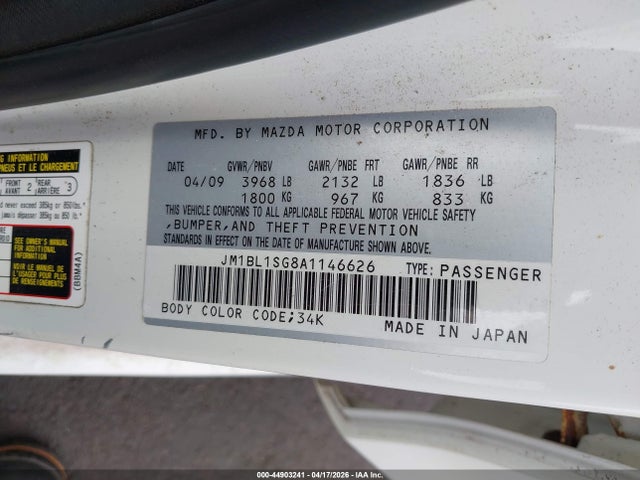 Продажа на аукционе авто 2010 Mazda Mazda3 I Touring, vin: JM1BL1SG8A1146626, номер лота: 44903241
