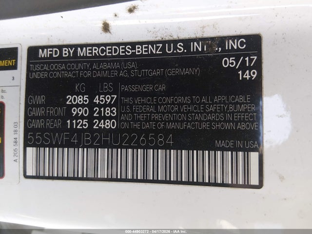 55SWF4JB2HU226584 Mercedes-Benz C 300